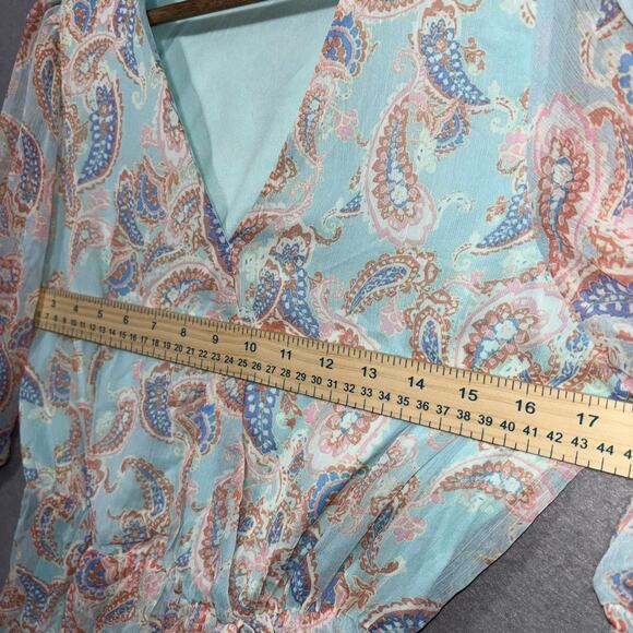 Sienna Sky Pastel Paisley Cinched Waist Ruffle Dress Small Soft Girl Feminine - Picture 7 of 8